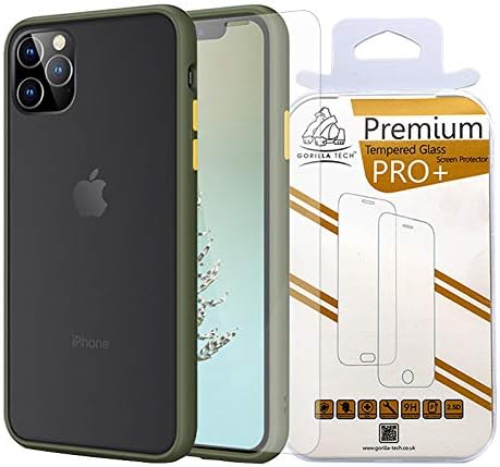 Gorilla Tech Case for iPhone 11 Pro Max Case With Tempared Glass Translucent Matte Back Screen Protector, Flexible Soft Edges Case, Shock Absorption Cover - Midnight Green for iPhone 11 Pro Max