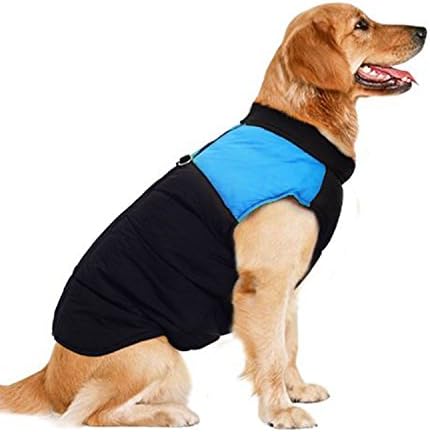 FanQube Winter Cold Weather Dog Clothes Pet Costume Dog Coat Jacket Padded Vest Ski Suit (L, Blue)