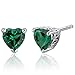 Peora Simulated Emerald Heart Stud Earrings for Women 925 Sterling Silver, Solitaire Scroll Gallery, 1.50 Carats Total, Friction Backs, Dainty Green Earrings, May Birthstone