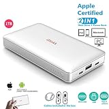 1000GB (1TB) Hard Drive External Storage for iPhone 11 Pro/6/7/8,X,XR,XS MAX,New iPad Pro MacBook Windows PC,USB USB C Data Photos Backup Flash Drive (APP Management for iOS 13),iDiskk MFi Certified
