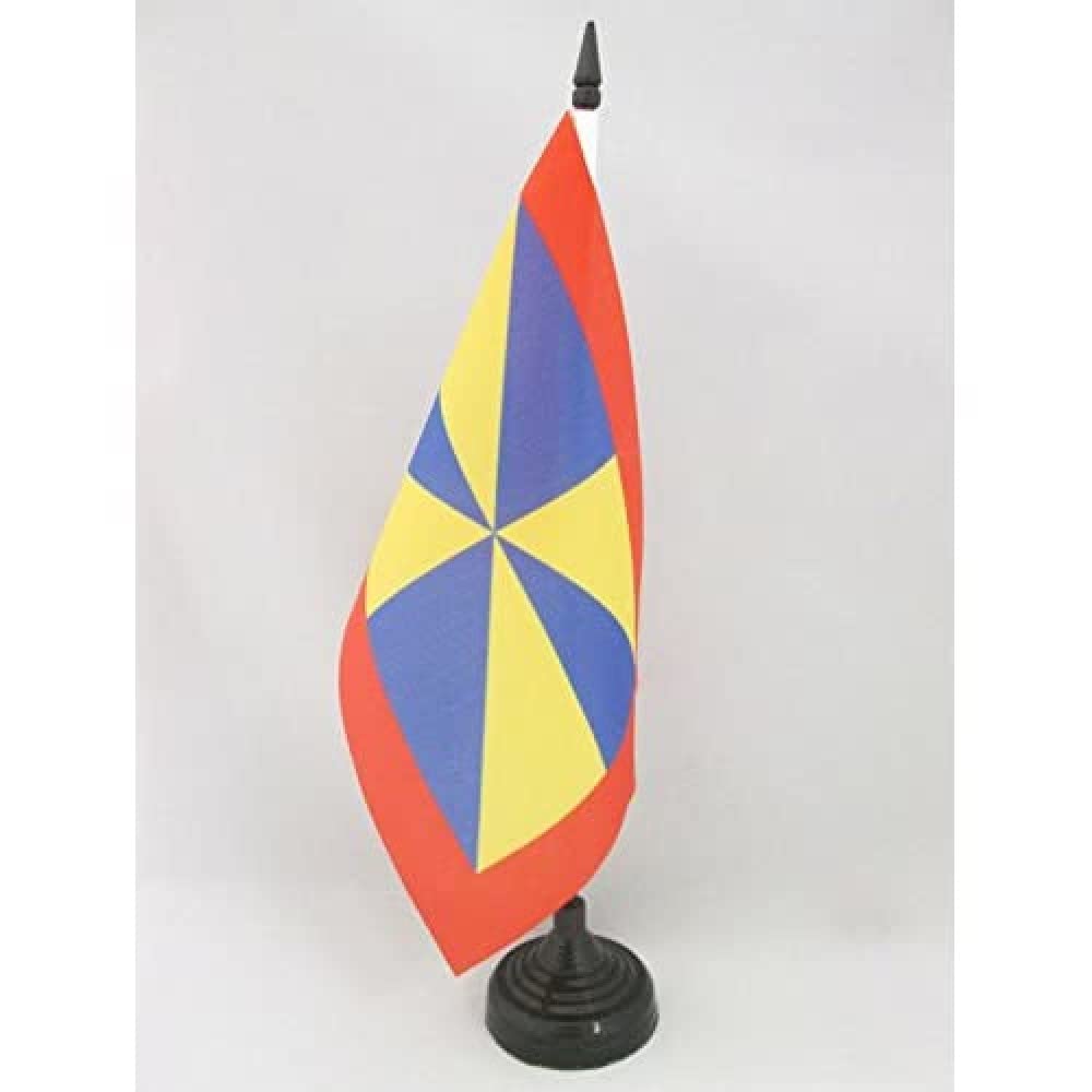 AZ FLAG Duchy of Parma 1851-1859 Table Flag 5'' x 8'' - Former Italian Office Decoration 100% Polyester 21 x 14 cm - Mini Desk Flag with Pole and Black Plastic Base