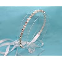 Petite Belle Fleur Silver Tone Ribbon Tie Back Wedding Headband