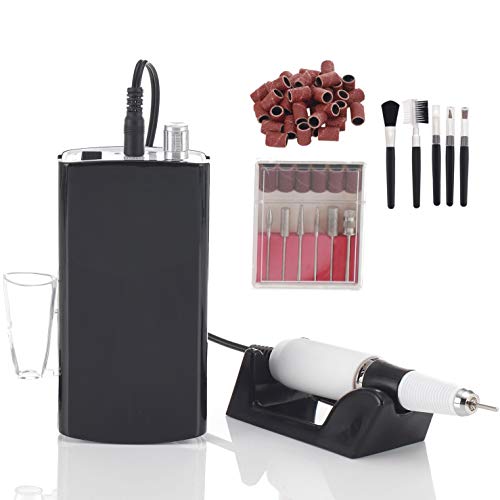 Miss Sweet Portable Nail Drill Machine Rechargeable Electric Nail File for Acrylic Nail RPM30000 (Black)
