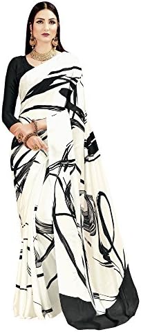 Mrinalika Fashion Women's Crepe Silk Saree (White, Free Size)