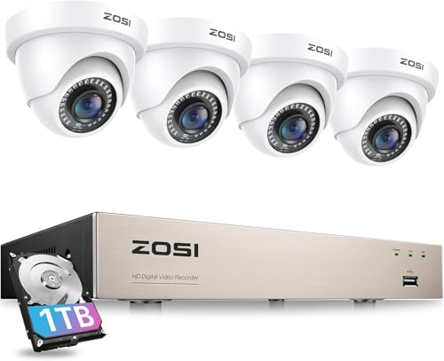 ZOSI 3K Lite Security Camera System 4pcs 1080P Dome Cameras