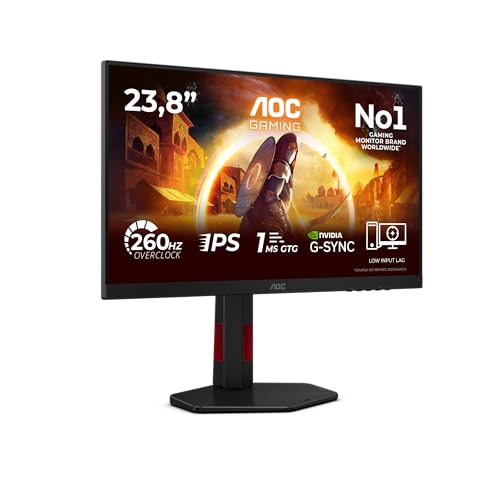 24G4ZR 24 Zoll FHD Gaming Monitor, 260Hz, Fast IPS Panel, 1ms GtG, HDR10, G-Sync Compatible, Höhenverstellung,(1920x1080 HDMI 2X 2.0 DP 1x 1.4) Schwarz