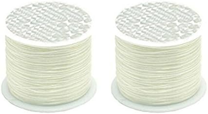 0.5mm 2 Roll Flat Crystal Elastic Line - 54 Yard/Roll - Beading Elastic Cord for DIY Handmade Accessories Beaded Bracelet Rope (White)