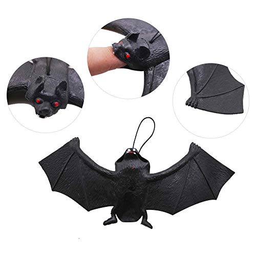 HAKACC Halloween Fledermäuse, 12 Stück Realistische Gespenstische Fledermäuse Hängende Spuk-Gummi für Halloween Party Dekoration Kostüme