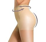 HONENNA Semi Opaque Tights Shaping Control Top Push Up Semi Sheer Pantyhose (Nude, Medium)