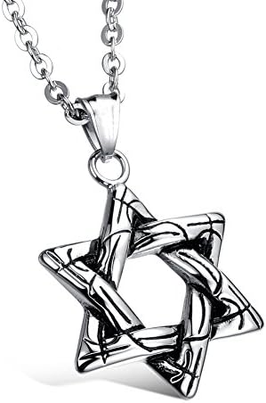 NL80075 Hexagram Necklace for Unisex-Adultfashion Titanium Steel Necklace,Silver