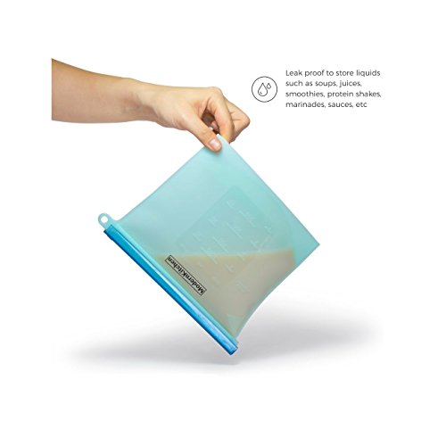 Premium Reusable Silicone Food Storage Bags with Slider - Fits Instant Pot, Accessories 8qt - Safe to Steam, Heat, Boil, Freeze, Sous Vide Cooking, Non-BPA - Perfect Containers, Kitchen Gadgets-4Pack