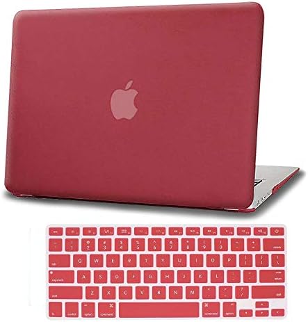 AmaBe for MacBook Air 11 inch/11.6" Case Model: A1370 / A1465,Bundle 2 in 1Rubberized Hard Shell Cover Case + Silicone Keyboard Cover Skin Wine Red