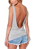 Yucharmyi Women's Workout Yoga Fitness Sports Racerback Tank Tops for Women Backless Loose Strech Tops Shirts
