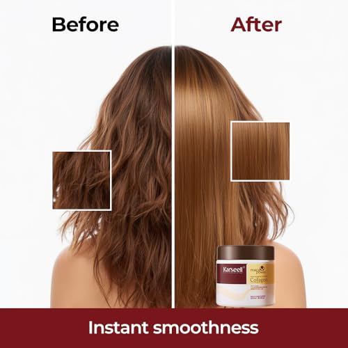 Karseell Collagen Hair Treatment Deep Repair Conditioning Argan Oil Collagen Hair Mask Essence for Dry Damaged Hair All Hair Types 16.90 oz 500ml