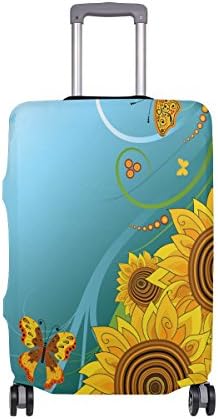GIOVANIOR Spring Sunflowers Butterflies Luggage Cover Suitcase Protector Carry On Covers