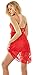 ADOREJOY Womens Babydoll Lingerie Set Plus Size Sleepwear(3XL,Red)