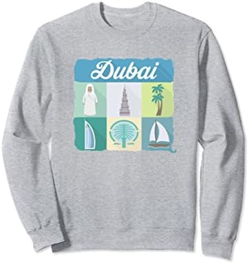 Unisex Visit Dubai Symbols City Lover Journeys Travel Sweatshirt Small Heather Grey