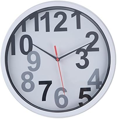 DNCLK big Wall Clock, 11 Inch Non - Ticking &amp; Silent Modern Stylish Arabic Numerals,Home Kitchen/Living Room/ Office Clock-White