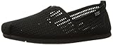 Skechers BOBS Women's Plush Lite-Peek Ballet Flat, Black/Black, 10 M US