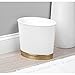 mDesign Modern Plastic Bathroom Storage and Cleaning Accessory Set - Includes Toilet Bowl Brush and Wastebasket Trash Can/Garbage Bin - 2 Pieces - White/Soft Brass