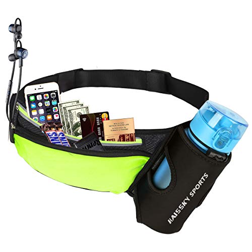 Guzack Waist Bag Running Belt with 2 Pockets,Outdoor Durable Water-resistant Waistpack with Water Bottle Holder for Running Cycling Camping Climbing Hiking Travelling