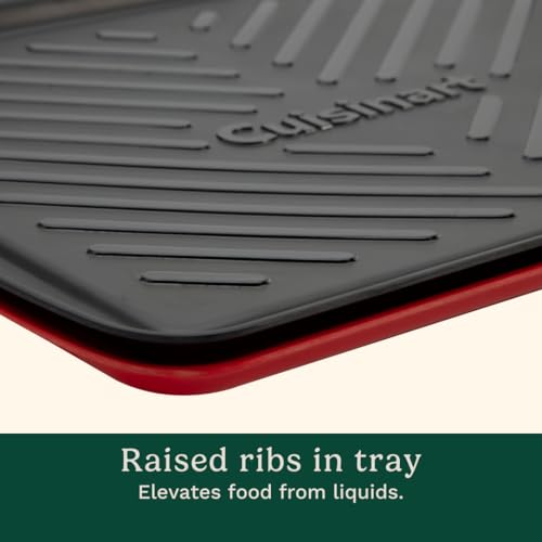 Cuisinart Grilling Prep & Serve Trays, 17x10.5 inch BBQ Tray Safe for Food Handling, 2 Dishwasher Safe Nesting Trays Black & Red, Perfect Grilling Accessories for Cooked & Raw Meat, Fits 6 Burgers