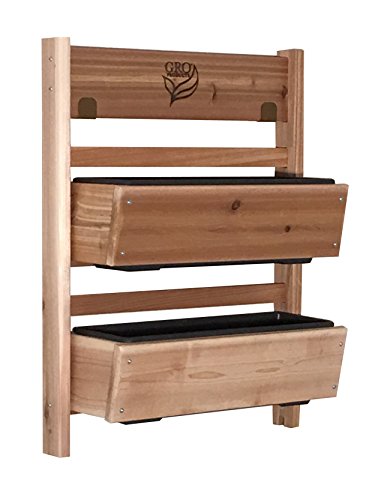 GRO Products VGWM-3224-S Vertical Wall Mount Cedar Planter with 2 Planter Boxes, 36 x 24