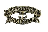 Hampton Nautical Cast Iron Decoration Captain's Quarters Sign Metal Wall Plaque, 9