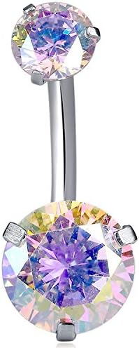 Navel Belly Button Rings 14G Surgical Steel Zirconia Cubic Body Piercing Barbell