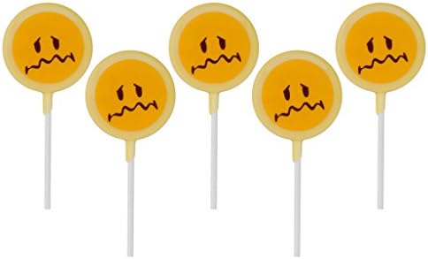 Smiley World Emoji Face Expressions White Dairy Milk Chocolate Lollipops "GET WELL" Gourmet Holiday Gift Pack (5 Pk)