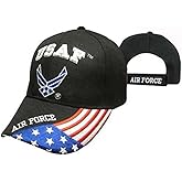Air Force Wings Patriotic USA Flag Black Embroidered Cap Hat Licensed 603GB