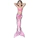 AMENON 3PCS Kids Mermaid Tai Swimsuit Princess Bikini Set Swimwear (With Headband) (120cm, All Pink)