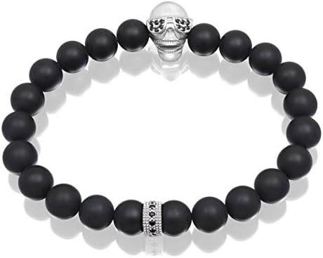 Black Agate Bracelet Men Natural Precious Gemstone Onyx Black Beads Bracelet for Mens Stainless Steel Black Stone Bracelet Charm COOLUXU