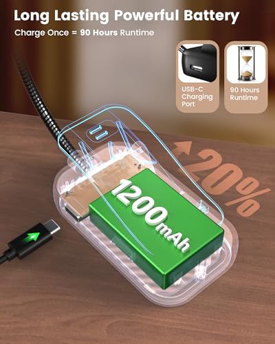 Glocusent Leselampe Buch Klemme 26 LEDs, Buchlampe mit 5 Farbtemperatur & Stufenlose Helligkeit, USB-C Wiederaufladbare Klemmlampe, Lange Laufzeit, 360° Flexibel Klemmleuchte für Nachtlesen ins Bett