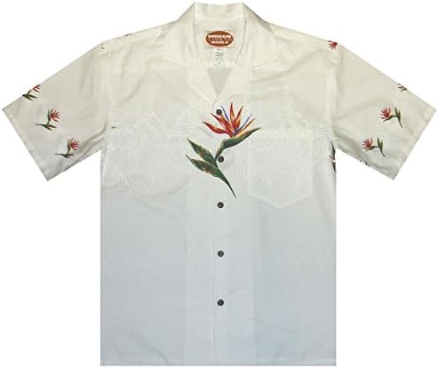 Aloha Shirt Birds of Paradise Chest Border Design with Short Sleeves