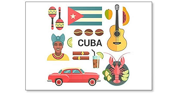 Imán para nevera de Cuba con símbolos e iconos cubanos ...