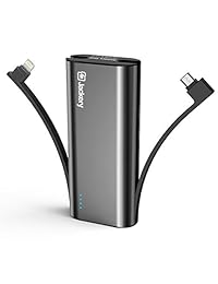 Jackery Bolt - Cargador de batería externo (6000 mAh, certificado Apple MFi, cargador de viaje ultrapequeño, cargador portátil con Lightning integrado y cables micro USB para iPhone, iPad, Android)