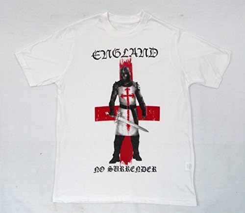 T-SHIRT ENGLAND NO SURRENDER PATRIOT CRUSADER WHITE S M L XL (L) by FDD4U