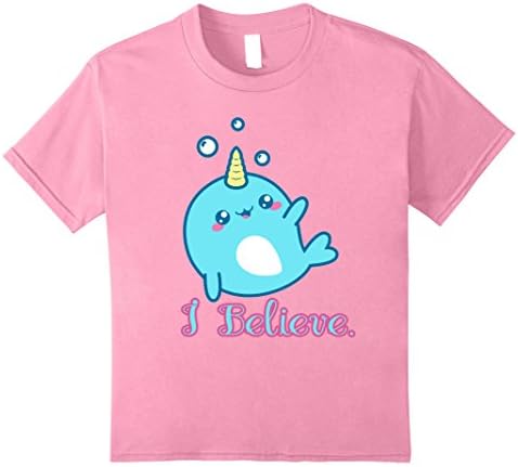 unisex-child Cute Kawaii Narwhal I Believe Cartoon T-Shirt 10 Pink