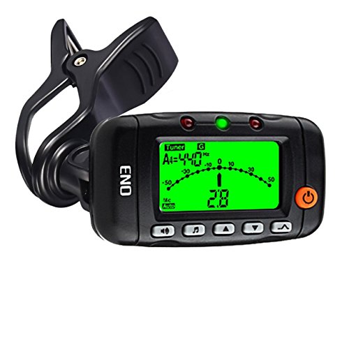 Portable Clip on Violin Tuner and Metronome with Sound, Acoustic Clip on Guitar Tuner 3 in 1, Metronome, Tone Generator for Guitar, Ukulele, Bass, Violin (Black)
