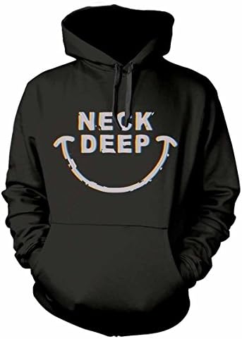 Hoodie Hazy Smile Band Logo Official Mens Black Pullover Size M