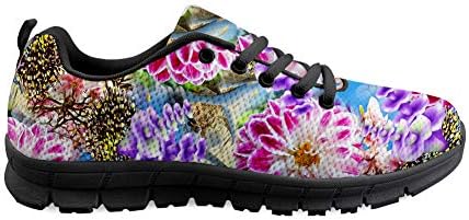 Shinelly Men's Colourful Lotus Flower Pattern Sports Shoes Running Shoes Sneaker Breathable Lightweight Trail Running Shoes