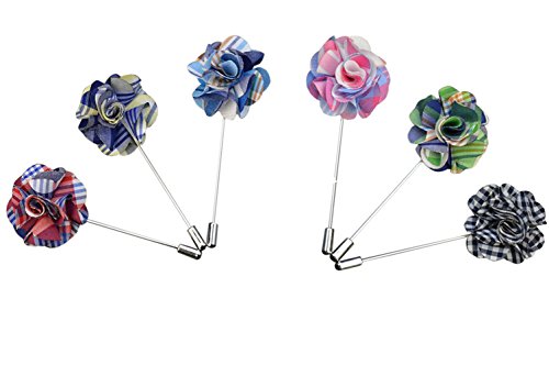 Weishang Men's Lapel Pin Flower Handmade Boutonniere for Suit (Style C 6 Pack)