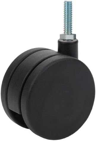 Twin Wheel Caster Solutions TWUN-75N-T10-BK 3" Diameter Nylon Wheel Unhooded Non-Brake Caster, 5/16-18" Diameter x 1" Length Threaded Stem, 132 lb Capacity Range