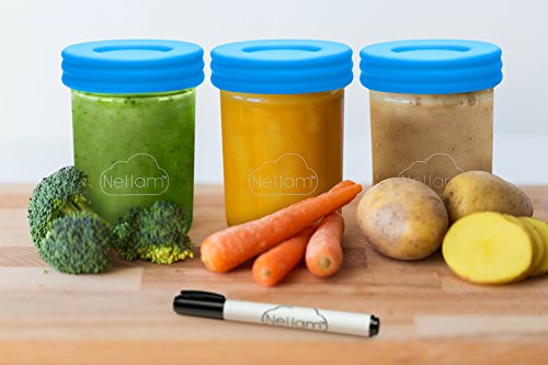 Nellam Baby Food Storage Containers - Leakproof, Airtight, Glass Jars for Freezing & Homemade Babyfood Prep - Reusable, BPA Free, 12 x 8oz Set, that is Microwave & Dishwasher Safe - Thumbnail 6