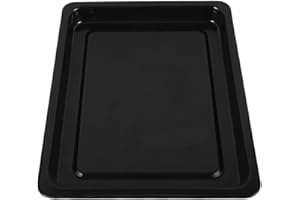 JECOMPRIS Enamel Baking Sheet Pan 37.5x27.5x2.5cm Small Rectangle Cookie Cake Tray Black Glossy Roasting Tray