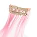 SWACC 12 Pcs Curly Wavy One Color Party Highlights Clip on in Hair Extensions Colored Hair Streak Synthetic Hairpieces (Pink)