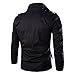 Men's Fall Slim Fit Trench Thick Military Rider Jacket SR708 (US Large, Black)
