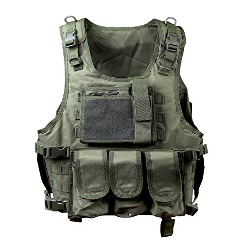 Goetland 900D Polyester Tactical Vest Airsoft Paintball Combat Training Outdoor CS Game Adjustable S-XXL, Army Green
