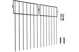 Adavin Black Animal Barrier Fence-10 Pack 12in(L) X12in(H) No Dig Garden Decorative Fence 1.5" Gap Rustproof Metal Dig Deterrent Panel Border for Dog Rabbits Ground Stakes Outdoor Patio,Total 10Ft(L)